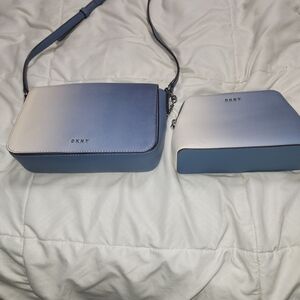DKNY Ombre Blue/White Crossbody Bag with Pouch